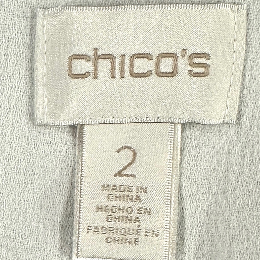 Chico’s Faux Suede Gray And White Draped Cardigan - Picture 6 of 7